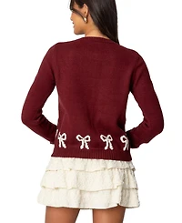 Edikted Womens Rona Bow Knit Cardigan