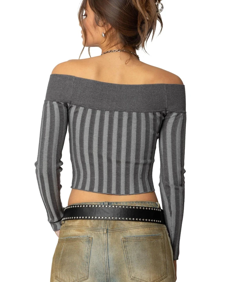 Edikted Womens Daren Off Shoulder Knit Top