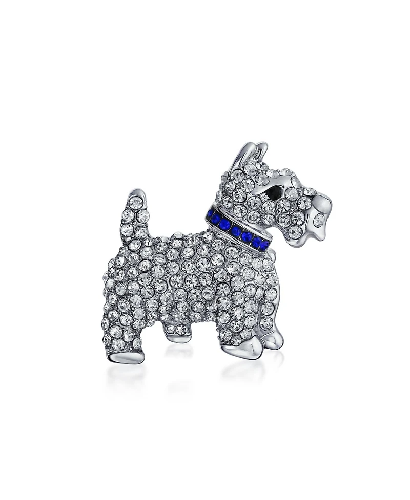 Bling Jewelry Large Statement Blue Crystal Westie Dog Brooch Pin Silver Tone 1.3 Inch