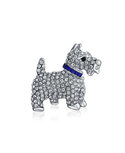 Bling Jewelry Large Statement Blue Crystal Westie Dog Brooch Pin Silver Tone 1.3 Inch