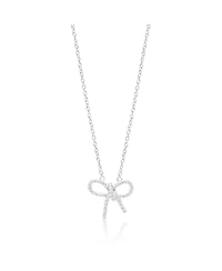 Silver Bow Necklace Set with Cubic Zirconia