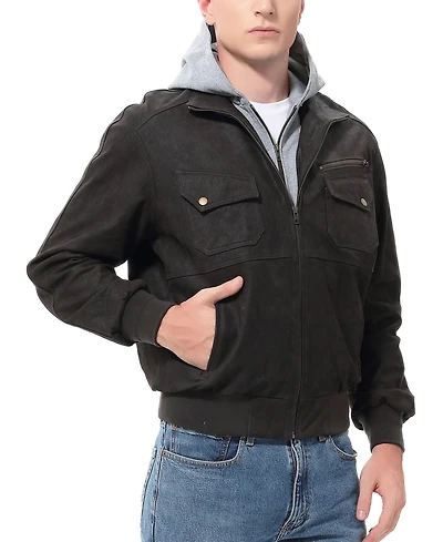 Bgsd Men Civic Distressed Leather Bomber Jacket