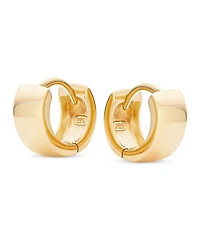 Bling Jewelry Simple Basic Wide Huggie Hoop Earrings Rose Gold Plated .925 Sterling Silver Polished Flat Hinge