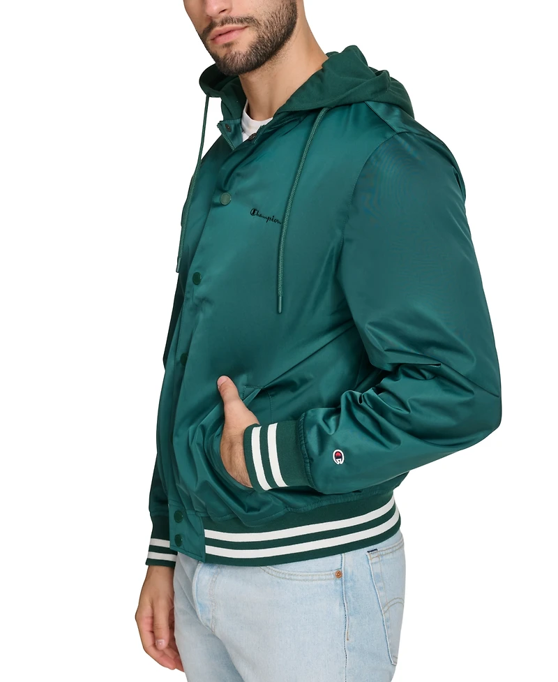 Champion Men's Jersey Hood Varsity Bomber Jacket