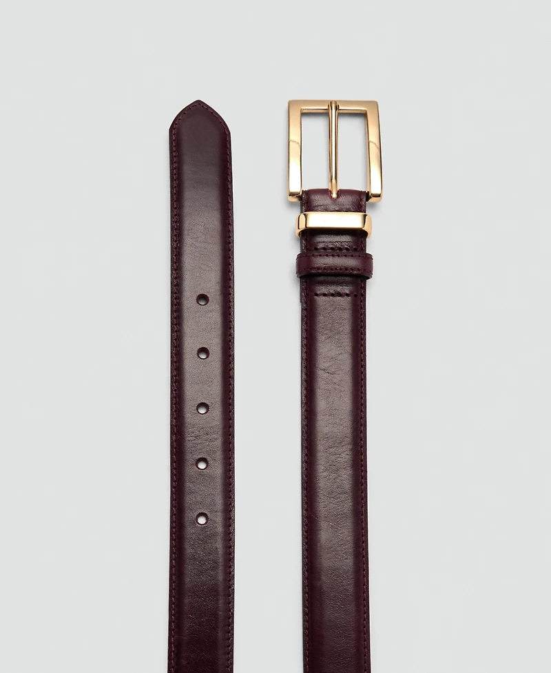 Mango Women's Square Buckle Leather Belt