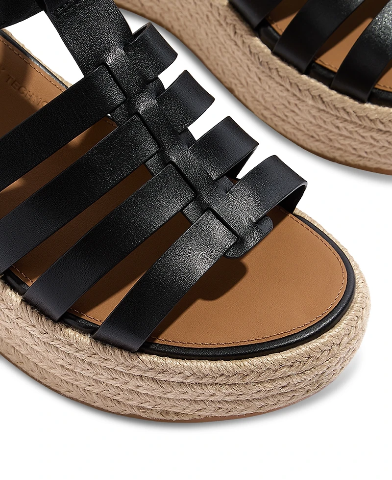 FitFlop Women's Platform Espadrille Leather Wedge Sandals
