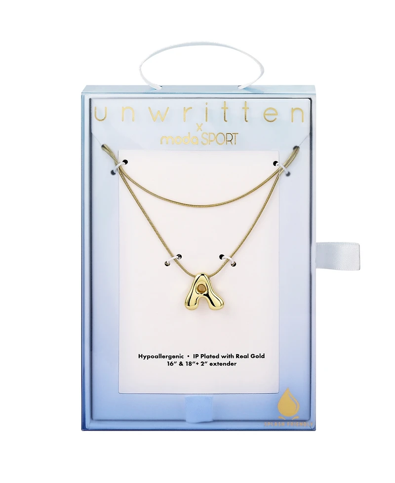 Unwritten x moda Sport Silver Tone Water Resistant Initial Layered Necklace