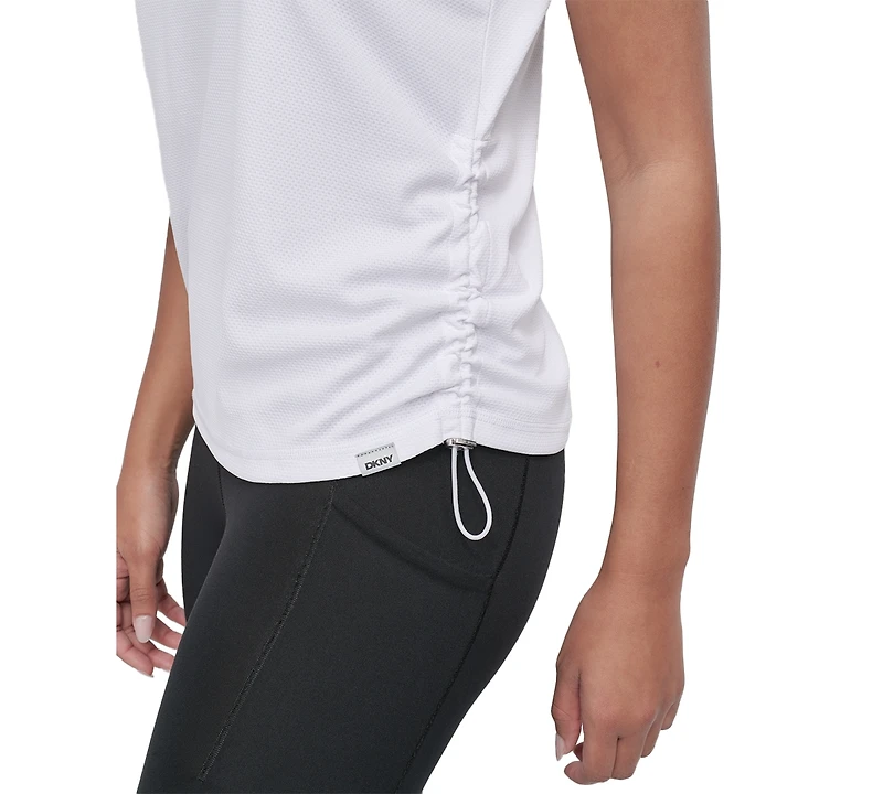 Dkny Sport Women's Crewneck Short-Sleeve Side-Ruched Top