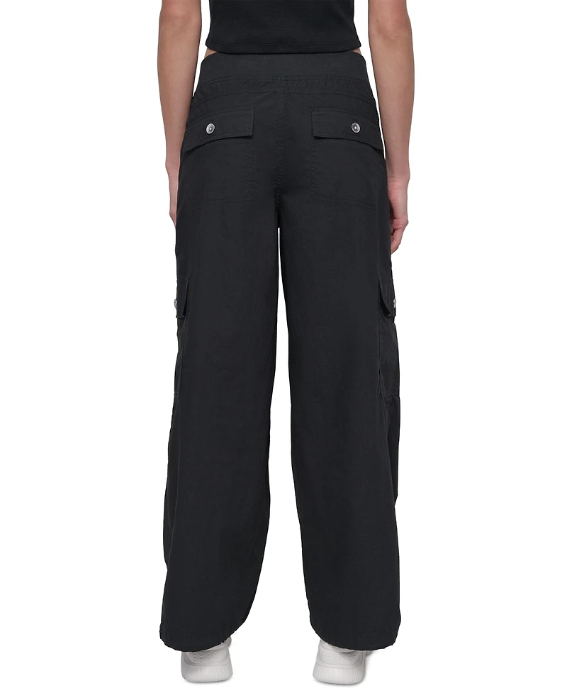 Dkny Sport Women's Cotton High-Rise Wide-Leg Cargo Pants