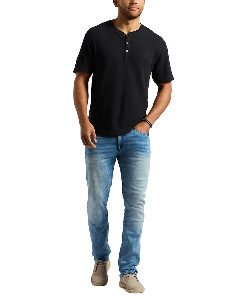 Men's Slub Knit Short Sleeve Relaxed Henley T-Shirt