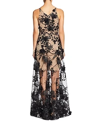 Dress the Population Women's Sydney Lace Floral-Applique Gown