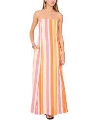 1.state Women's Striped Strapless Maxi Dress