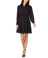 1.state Women's Long-Sleeve Tiered Mini Dress