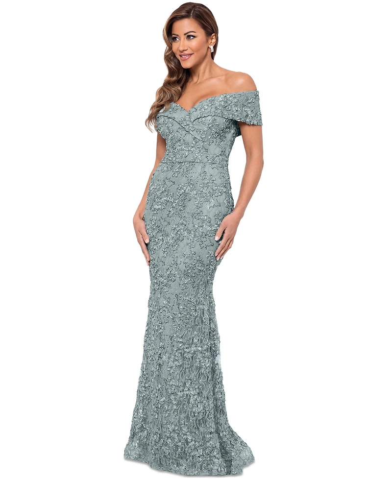 Xscape Off-The-Shoulder Lace Gown