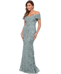 Xscape Off-The-Shoulder Lace Gown