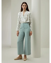 Lilysilk Women's Silk Wide Leg Tailored Pant with Mid Rise
