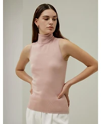 Lilysilk Women's Minimalist Sleeveless Turtleneck Top