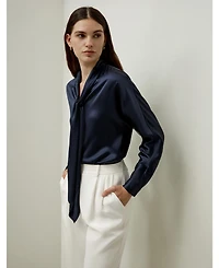 Lilysilk Women's Batwing Silk Top with Adjustable Neck Tie