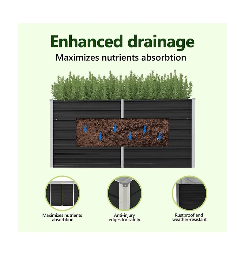 Garden Raised Bed Anthracite 63"x15.7"x30.3" Galvanized Steel