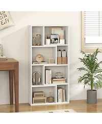 4-Tier Geometric Bookshelf with 8 Open Cubes for Living Room or Bedroom Storage