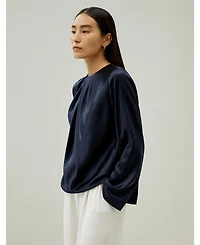 Silk Ruched-Neck Top for Women