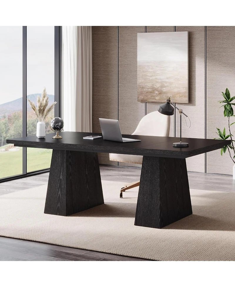 Tribesigns 63-Inch Executive Desk, Large Office Computer Desk with Double Pedestal, Modern Simple Workstations Writing Table