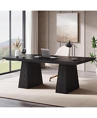 Tribesigns 63-Inch Executive Desk, Large Office Computer Desk with Double Pedestal, Modern Simple Workstations Writing Table