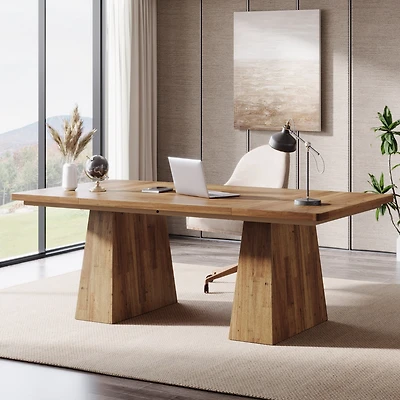 Tribesigns 63-Inch Executive Desk, Large Office Computer Desk with Double Pedestal, Modern Simple Workstations Writing Table