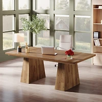 Tribesigns 63-Inch Executive Desk, Large Office Computer Desk with Double Pedestal, Modern Simple Workstations Writing Table