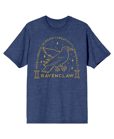 Harry Potter Men's Ravenclaw Crest Gold Line Art Navy Heather T-shirt-xxl