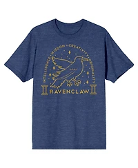 Harry Potter Men's Ravenclaw Crest Gold Line Art Navy Heather T-shirt-xxl