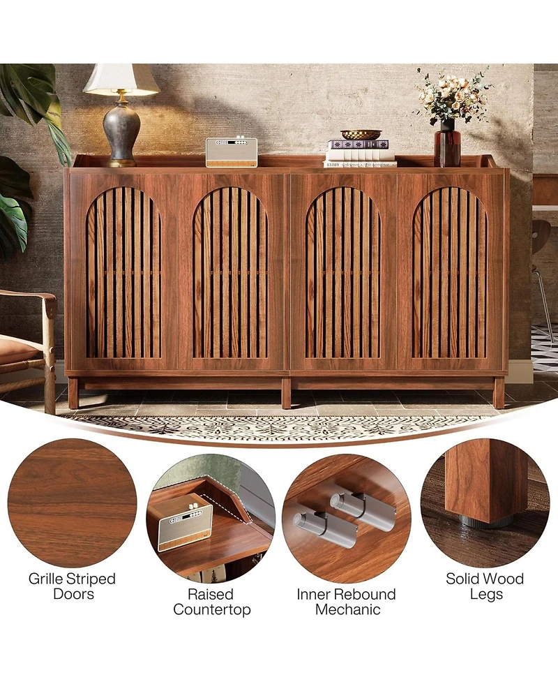 Tribesigns Sideboard Buffet Cabinet, 57" Farmhouse Storage Cabinet with Shutter Doors and Adjustable Shelf, Freestanding