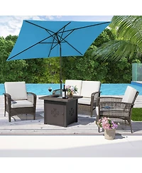 10 ft. x 6.5 Rectangular Market Umbrella with Waterproof and Uv Resistant Navy Blue