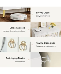 Tribesigns Mirrored Shoe Cabinet, 5-Tier White Modern Shoe Organizer Cabinet with Doors, Wooden Freestanding 25-Pair Shoe Rack Closet Storage Cabinet