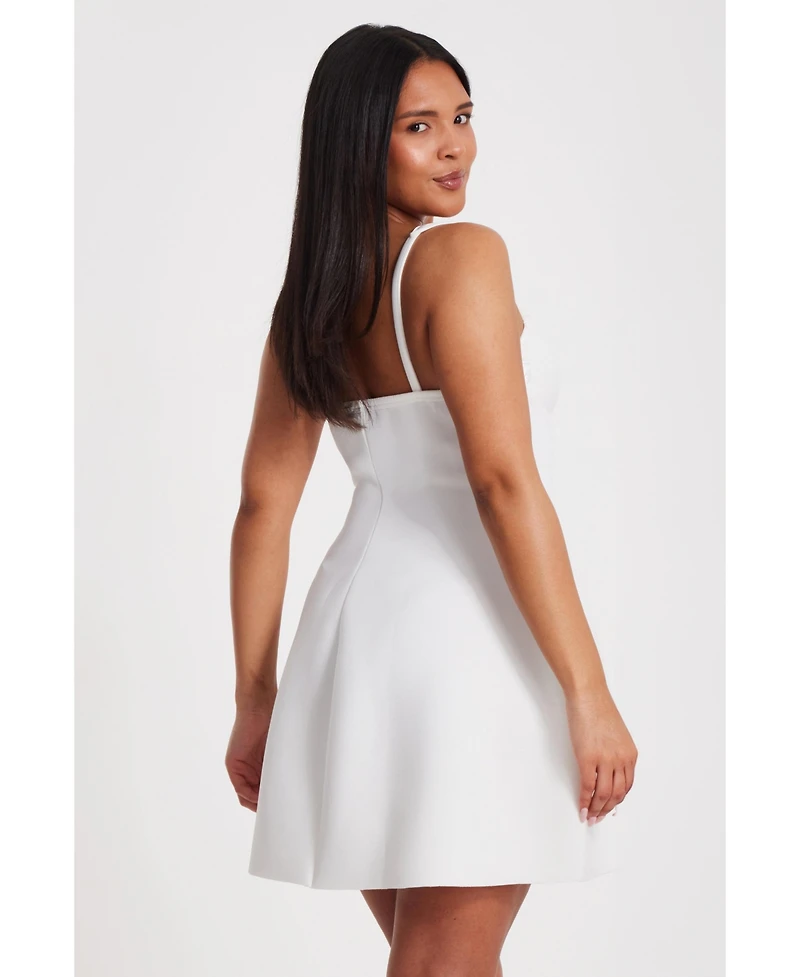Quiz Women's Mini Scuba Foam Dress With Trailing Floral Trim