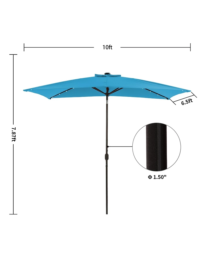10 ft. x 6.5 Rectangular Lighted Market Umbrella with Waterproof and Uv Resistant Red