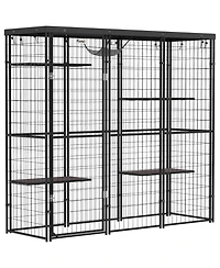 PawHut Weld Wire Catio Outdoor Indoor w/ Waterproof Cover, for 1-3 Kittens