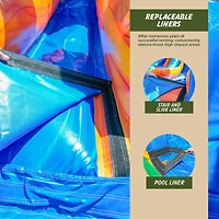 Xjump 17 Tall Jungle Falls Inflatable Dual Lane Water Slide with Detachable Pool, Tall Seating Height, Commercial Grade, Pvc Vinyl, Outdoor Backyard,