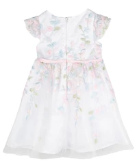 Rare Editions Baby Girls Floral Embroidered Mesh Social Dress