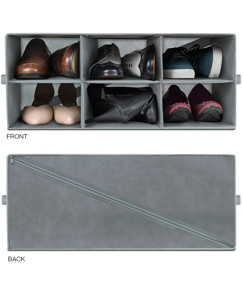 Sorbus Shoe Organizer Bin, 6 Section Cubby Shoe Shelves, Foldable Portable Detachable Closet Organizer Storage for Home Organization