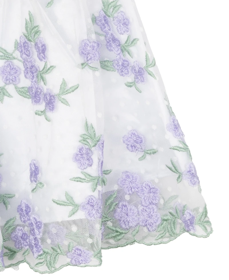 Rare Editions Baby Girls Floral Embroidered Mesh Social Dress