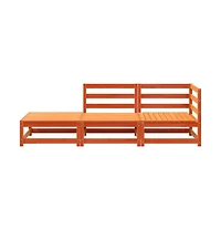 Patio Sofa with Footstool 2-Seater Wax Brown Solid Wood Pine