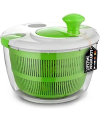 Manual Salad Spinner With Secure Lid Lock & Rotary Handle