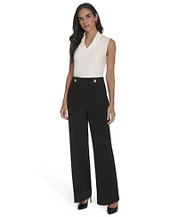 Halston Women's Button-Trim Straight-Leg Pants