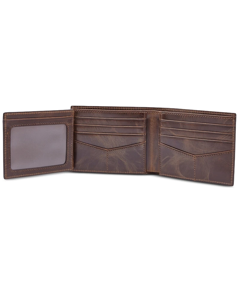 Fossil Men's Leather Wallet Derrick Rfid-Blocking Bifold with Flip Id