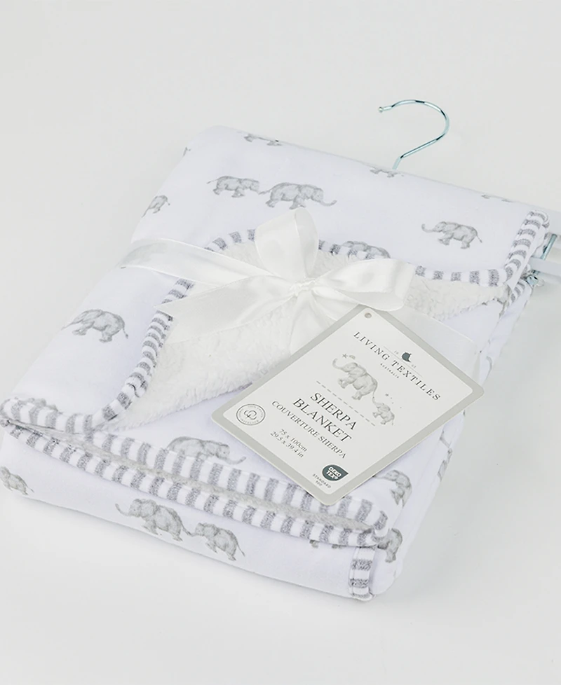 Living Textiles Baby Boys and Girls Elephant Heritage Collection Jersey Sherpa Blanket