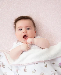 Living Textiles Baby Girls Mushroom House Collection Jersey Sherpa Stroller Blanket