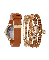 Jessica Carlyle Women's Brown Polyurethane Leather Analog Watch, 38mm