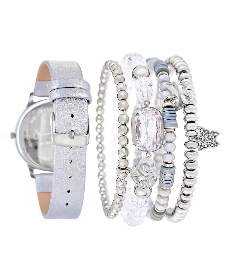 Jessica Carlyle Women's Gray Polyurethane Leather Analog Watch, 38mm
