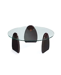 Manhattan Comfort Artesia 35.43" Modern Tempered Glass Top Coffee Table